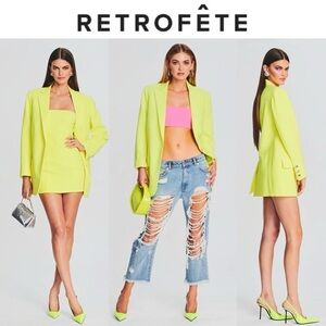 RETROFÊTE NATAL BLAZER IN NEON YELLOW SZ S 695$